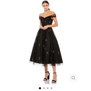 Mac Duggal OFF THE SHOULDER TULLE COCKTAIL DRESS
